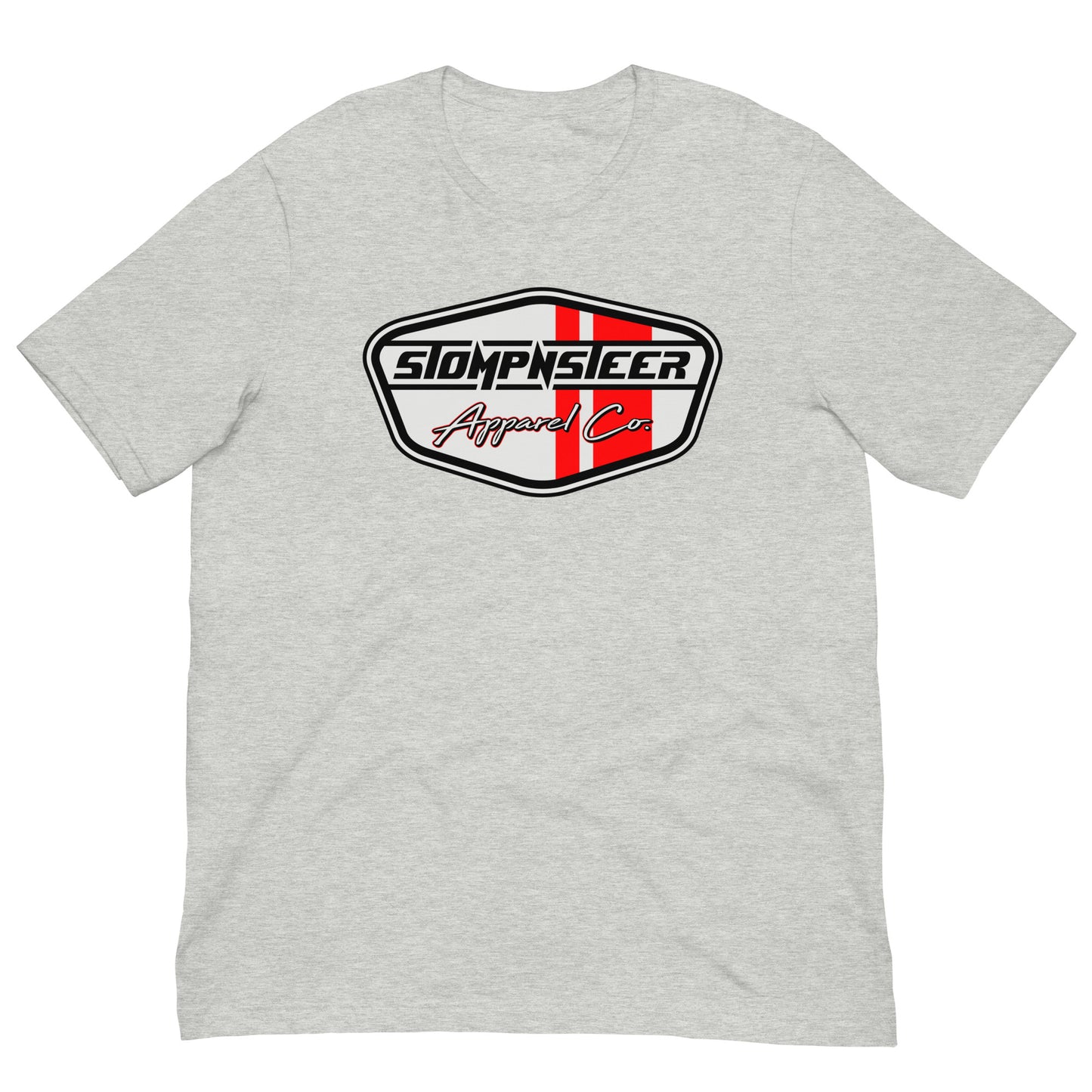 2024 Stompnsteer Badge Logo Tee - Tri-blend Red Stripes