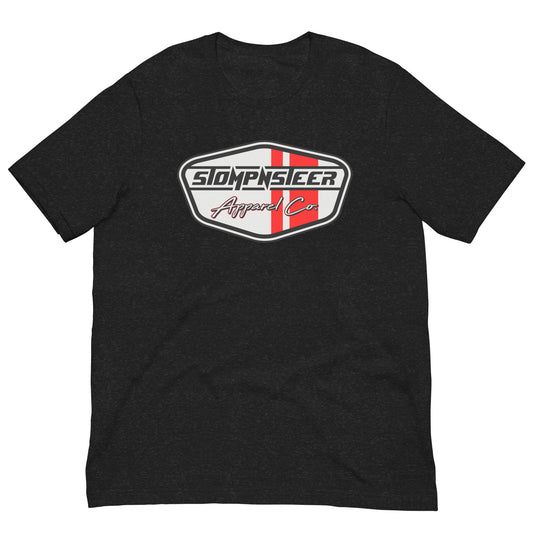 2024 Stompnsteer Badge Logo Tee - Tri-blend Red Stripes